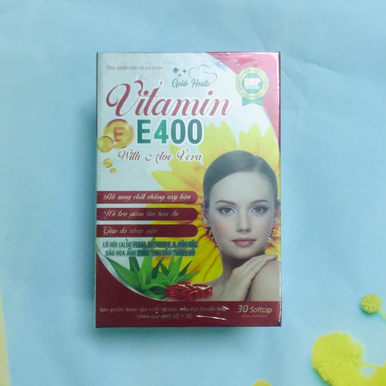 Vitamin e 400 Gold Healt hộp cao cấp 30 viên hỗ trợ làm đẹp da, giảm lão hóa hiệu quả, Quà tặng 20 11