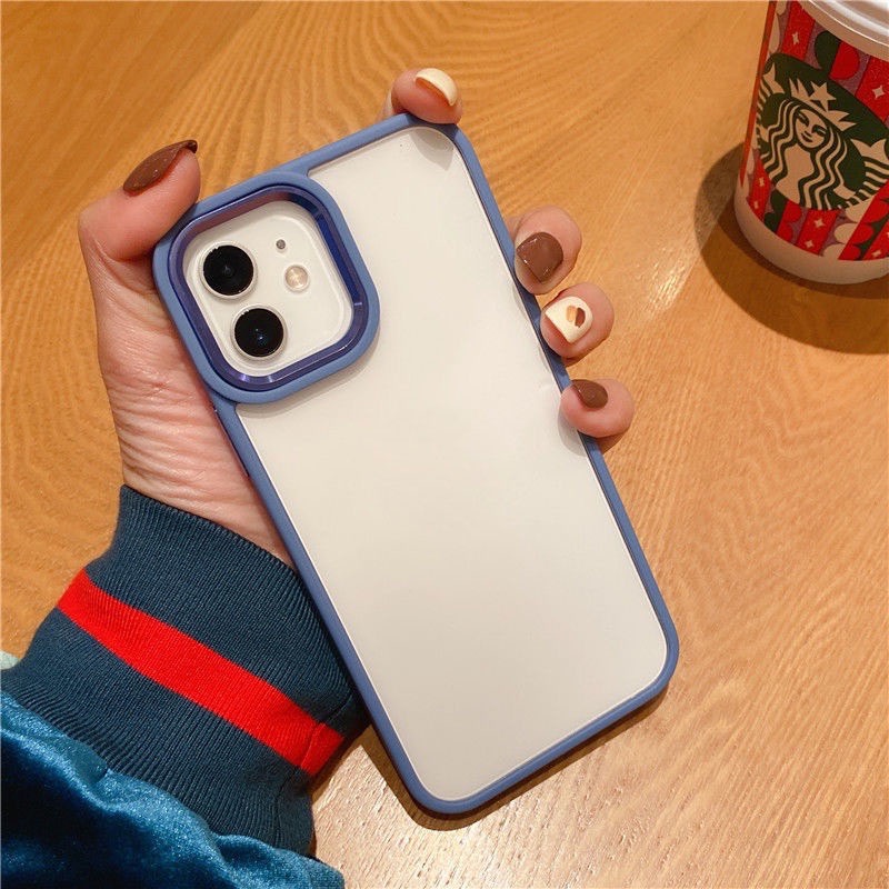 Ốp điện thoại viền kim loại trong suốt nhiều màu thời trang thích hợp cho IPhone 11 12 13 Pro Max