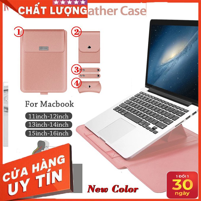 Bộ Túi Da Đựng Máy Tính Macbook Air Pro Retina màn hình 11 12 13.3 15.4 Inch đều bỏ được
