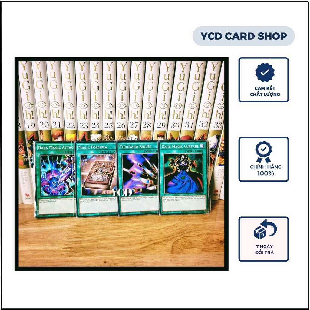 Thẻ bài yugioh chính hãng  set 4 lá bài ma pháp hỗ trợ Dark Magician 01  -Common