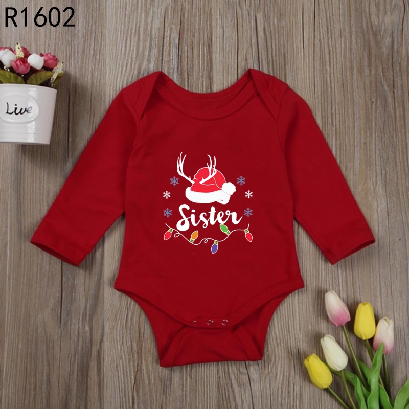 Bộ Áo Liền Quần Tay Dài Chất cotton In Họa Tiết Giáng Sinh Dễ Thương Thời Trang Cho Bé Trai Và Gái