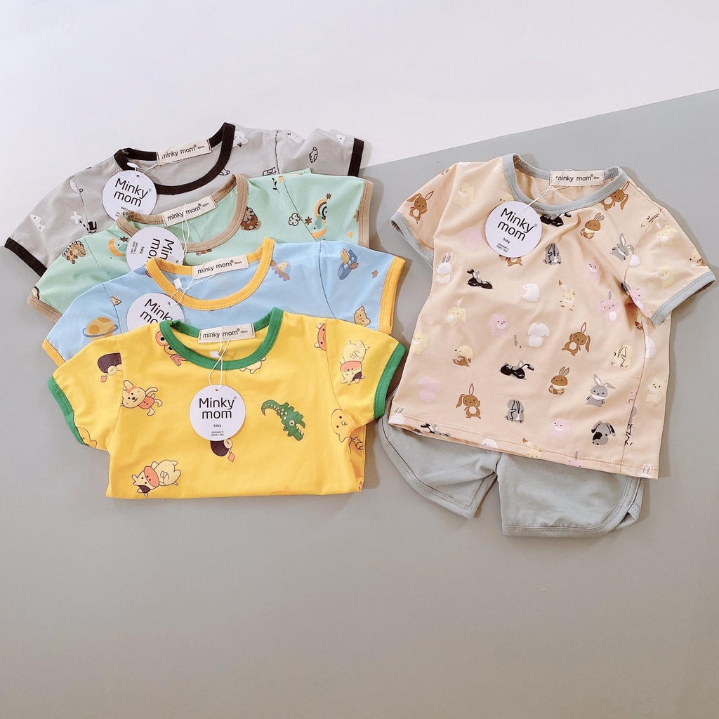 (9-27kg)Bộ thun cotton đùi ngắn tay Minky mom họa tiết đáng yêu cho bé xịn sò (ảnh thật)