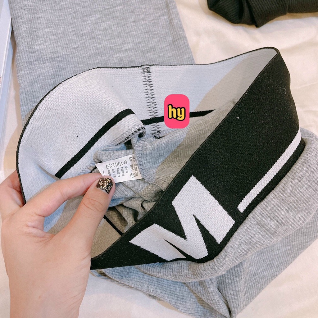 Quần Legging Cạp Cao Len Tăm Chữ M