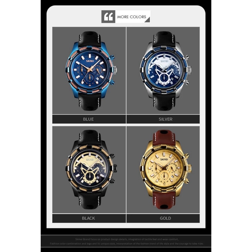 Đồng Hồ Nam Dây Da Cao Cấp SKMEI 9189 Chạy 6 Kim , Chống Nước tuyệt đối