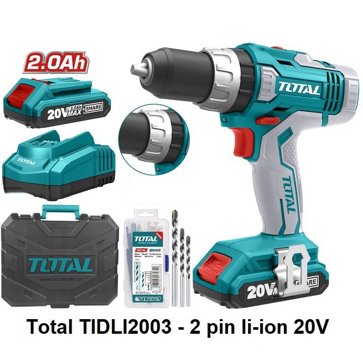 Máy khoan pin Total 20V - TIDLI2003 ( 02 Pin Li-on )