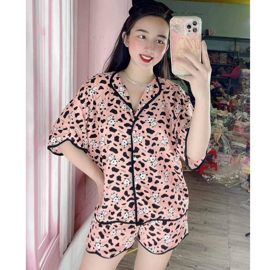ĐỒ BỘ PIJAMA BÒ SỮA CỌC TAY LỤA MANGO ( NHIỀU MÀU )