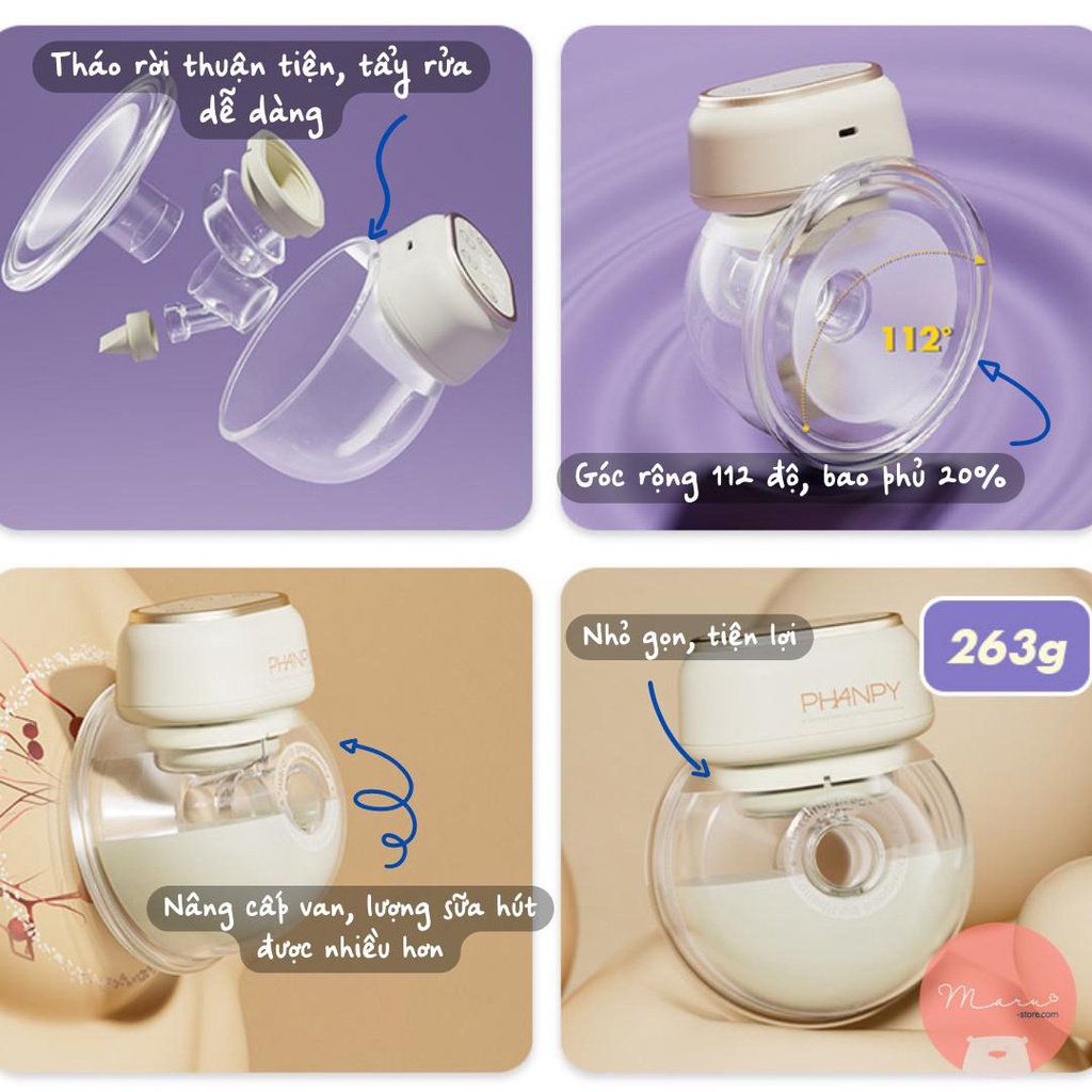 Máy hút sữa rảnh tay mẫu mới pin 1500ml E-joy S2 | PHANPY