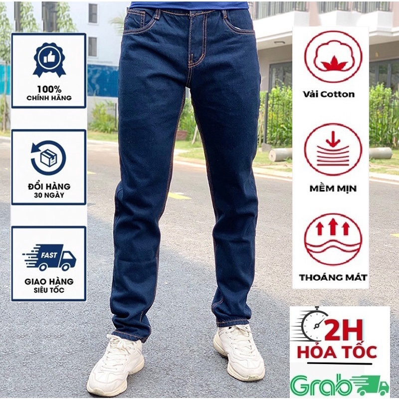 Quần jean nam ống suông vải dày chất vải jean cotton mềm mịn sang trọng lịch lãm có size 50-90kg-Jean007