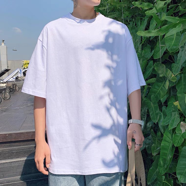 Áo thun nam nữ trơn hai màu đen trắng phom tay lỡ unisex basic, chất vải cotton mềm mịn Top xu hướng 2022