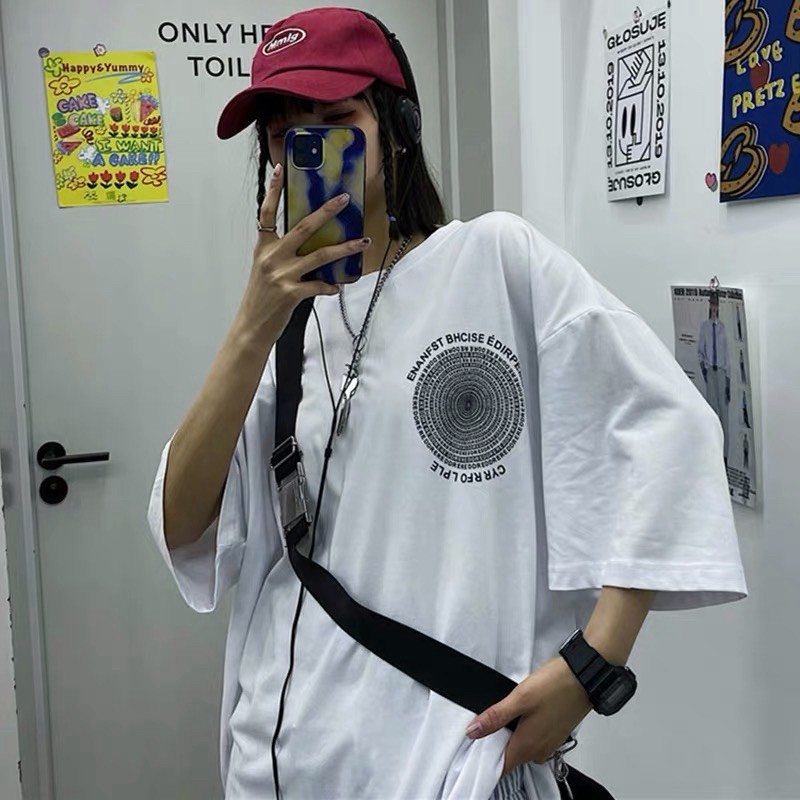 Áo thun tay lỡ dáng rộng unisex dưới 75kg - Enanfst ehcise, Áo thun tay lỡ dáng rộng