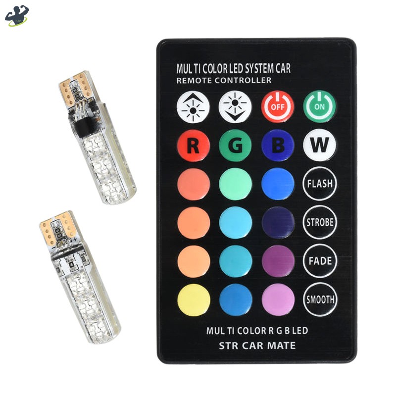 LL 1 Pair T10 5050 Remote Control Car LED Bulb 6 Smd Multicolor RGB Side Light Bulbs @VN
