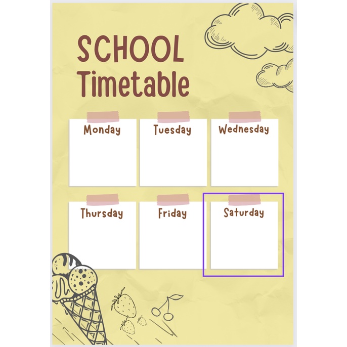 Thời Khóa Biểu Cute Time Table Dụng Cụ Học Tập Học Sinh Tuna 2 tờ