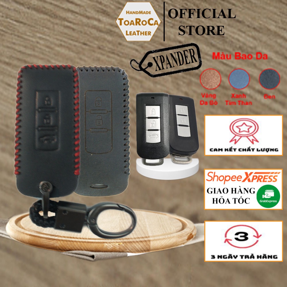 Bao Da Chìa Khoá Smartkey Mitsubishi Xpander, Outlander, Triton, Attrage, Mirage, Pajero Sport(loại 2,3 nút) Da bò 100%