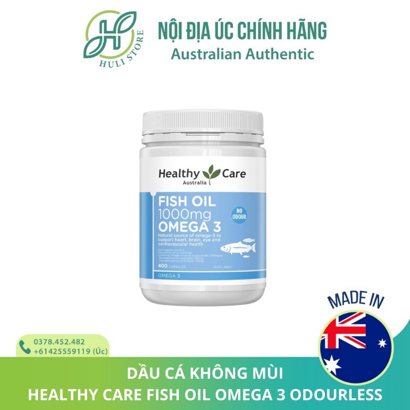 Dầu cá không mùi Omega 3 Healthy Care Fish Oil 1000mg