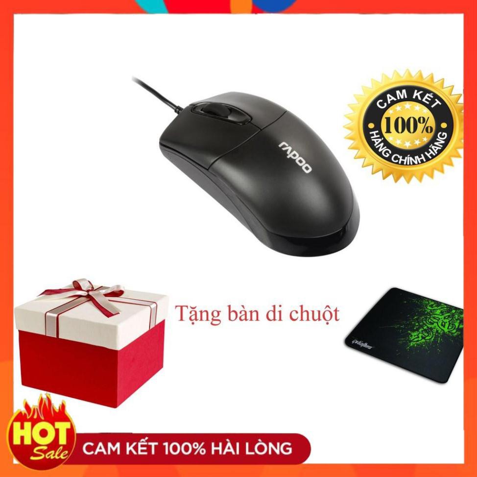 🎁 Chuột Có Dây Rapoo N100 -tặng miếng di chuột cao cấp - Hàng chính hãng