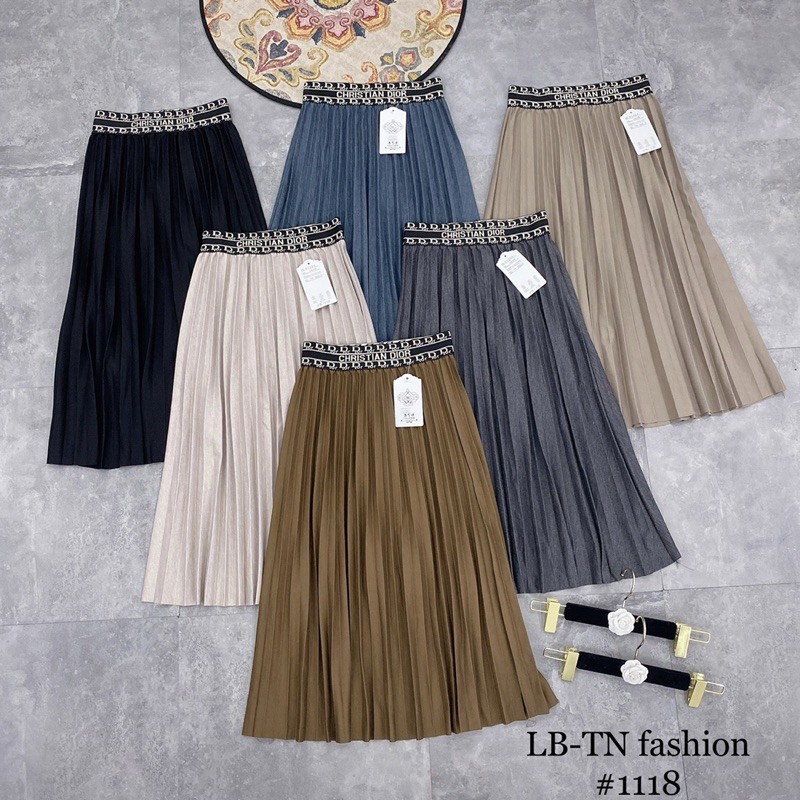 [ Mã WASTRUN4 giảm 10% tối đa 30K đơn 99K] CHÂN VÁY XẾP LY DẠ CẠP CHỮ NHIỀU MS12678