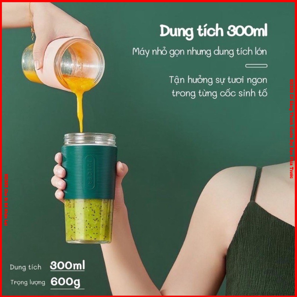 Máy Xay Sinh Tố Cầm Tay 6 Lưỡi Dao JIASHI Dung tích 300ml Pin 2600mah Tiện Dụng Mang Đi Làm Đi Học - HD365