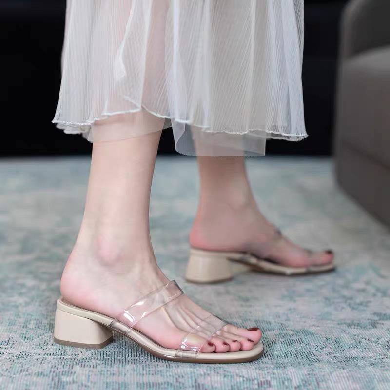 Giày Cao Gót Da Mềm Trong Suốt Thời Trang Mùa Hè Cho Nữ Size 35-40 Có 2 Kiểu