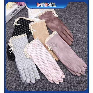 [Xả]Găng Tay Chống Nắng Nhật Chống Tia UV Cảm Ứng Trên Điện Thoại Bao Tay Chống Nắng Nữ Chấm Bi Nhật Thoáng
