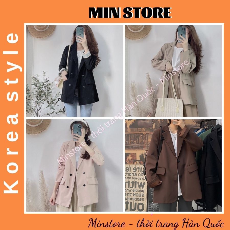Áo blazer nữ, áo vest 2 lớp khoác ngoài phong cách hàn quốc màu