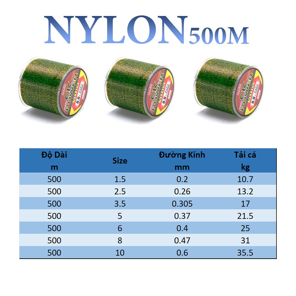 Cước câu cá tàng hình, dây câu cá Nylon CK power 500m tải cá tốt dùng làm dây trục câu cá CK500