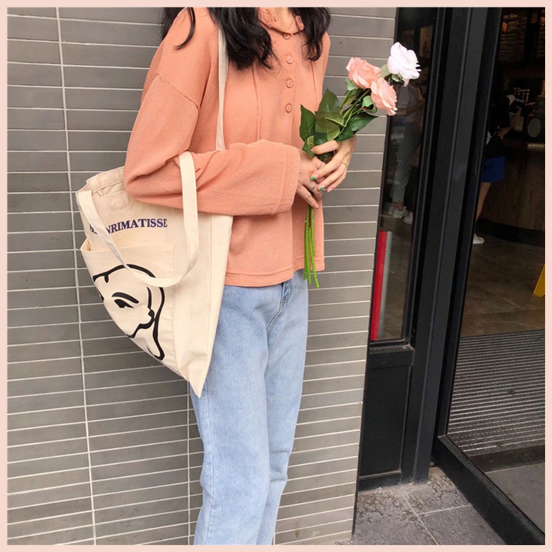 Túi tote vải đi học nữ canvas Tina shop TX037