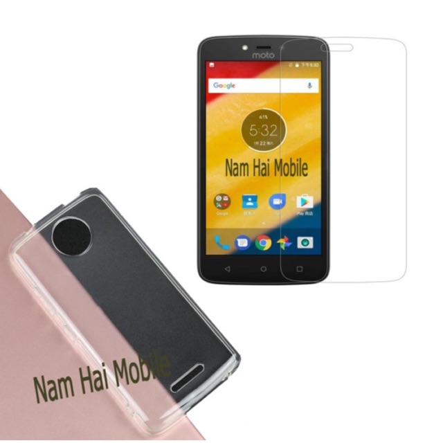 Bộ ốp lưng Silicon cao cấp cho Motorola Moto C + Kính cường lực (Trong suốt)