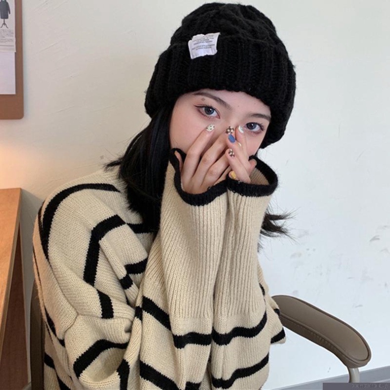Mũ len ulzzang basicFREESHIPMũ Len Dệt Kim Màu Trơn Giữ Ấm Mùa Thu Đông Thời Trang Cho Cặp Đôi