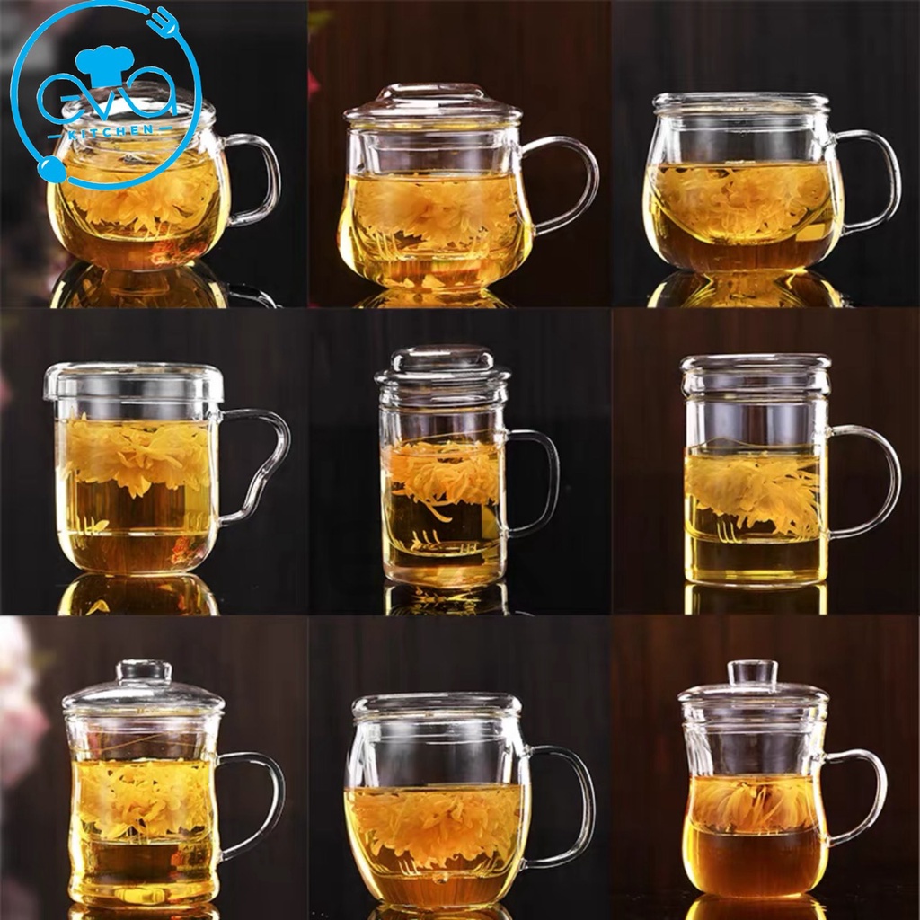 Cốc Lọc Trà Thuỷ Tinh Chịu Nhiệt / Ly Lọc Trà Thủy Tinh Kèm Lõi Lọc Trà Chịu Nhiệt Dung Tích 300-500 ML
