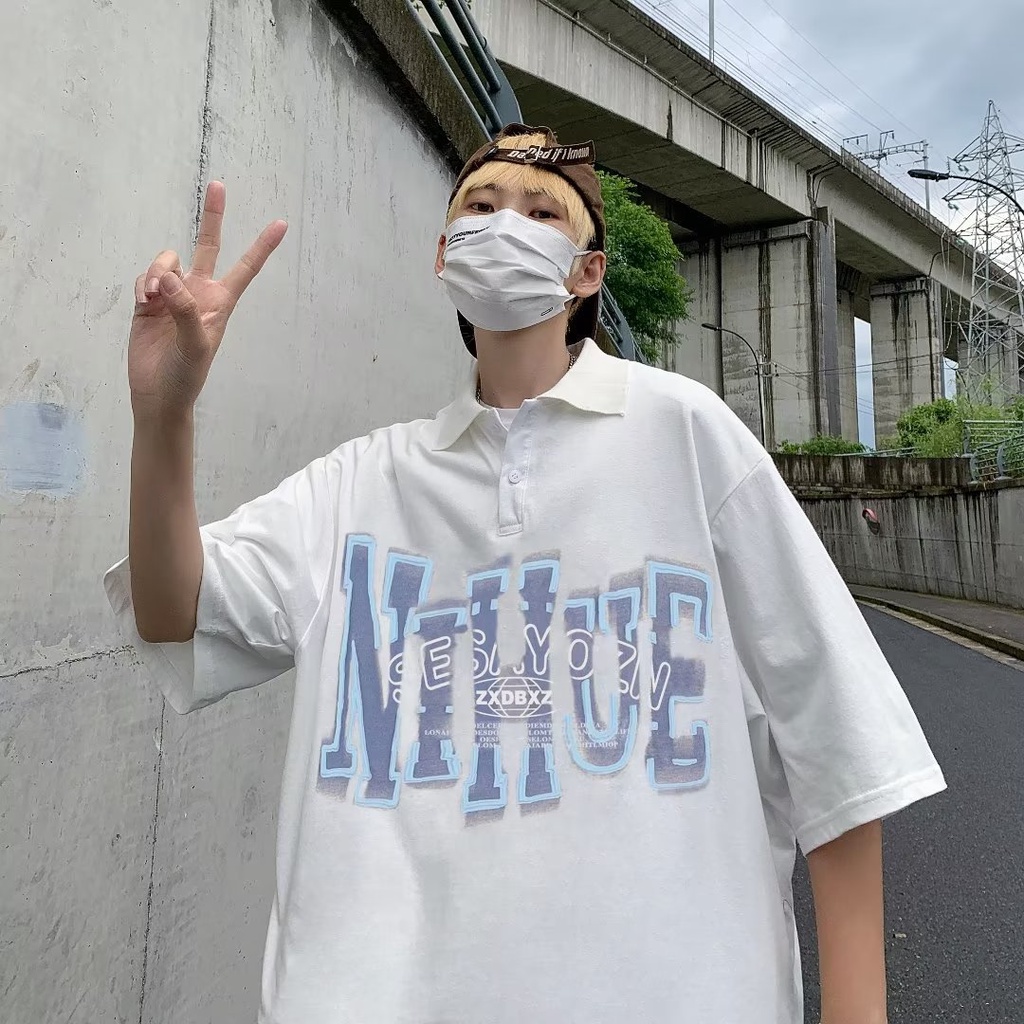 Áo Thun POLO Ngắn Tay Form Rộng Phong Cách Hàn Quốc Dành Cho Nam