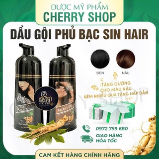 Dầu gội phủ bạc sin hair nhật bản chính hãng 500ml, thảo dược nhuộm đen tóc nâu tóc nhân sâm