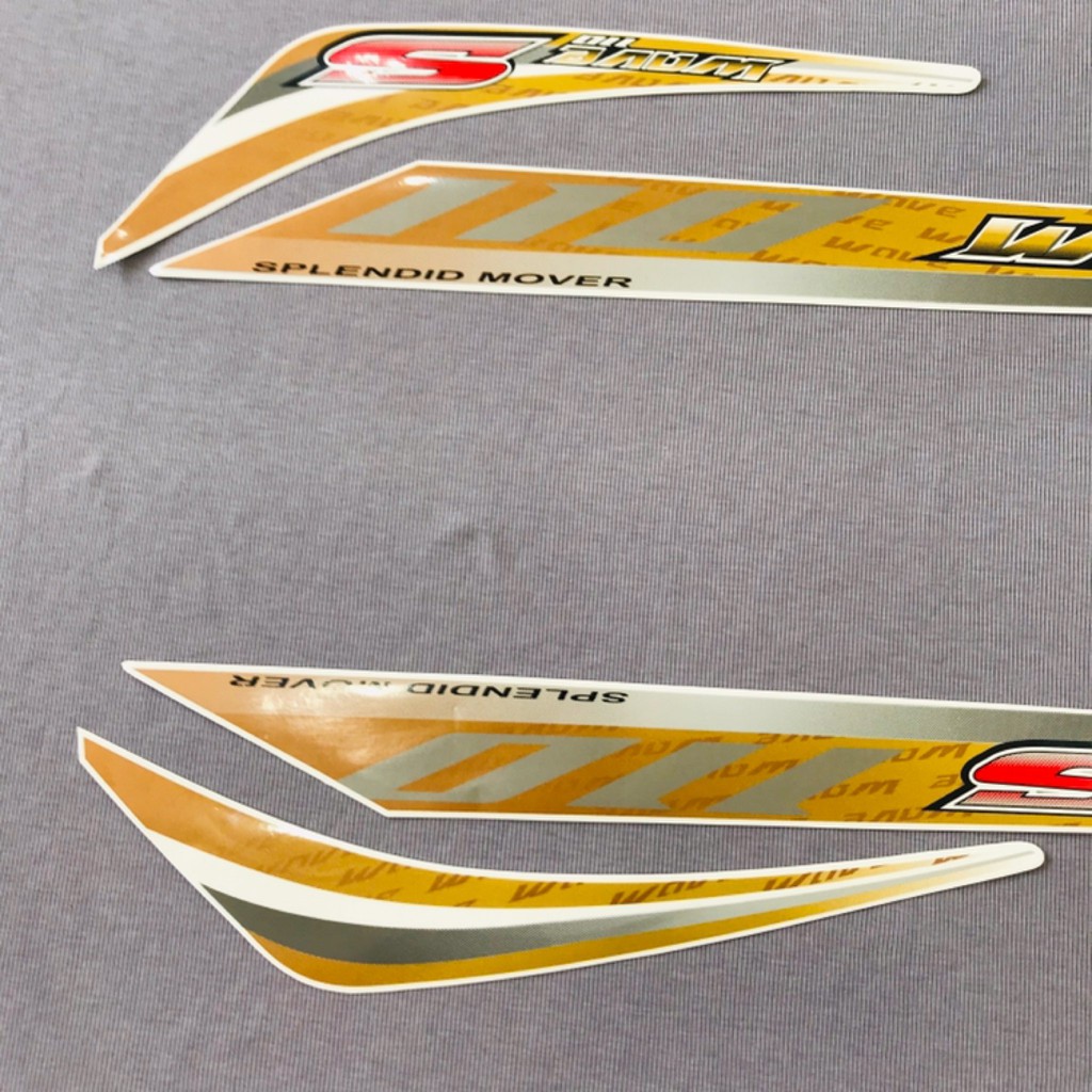 Trọn bộ tem rời dán xe máy 3 lớp Honda Wave S 110 màu vàng