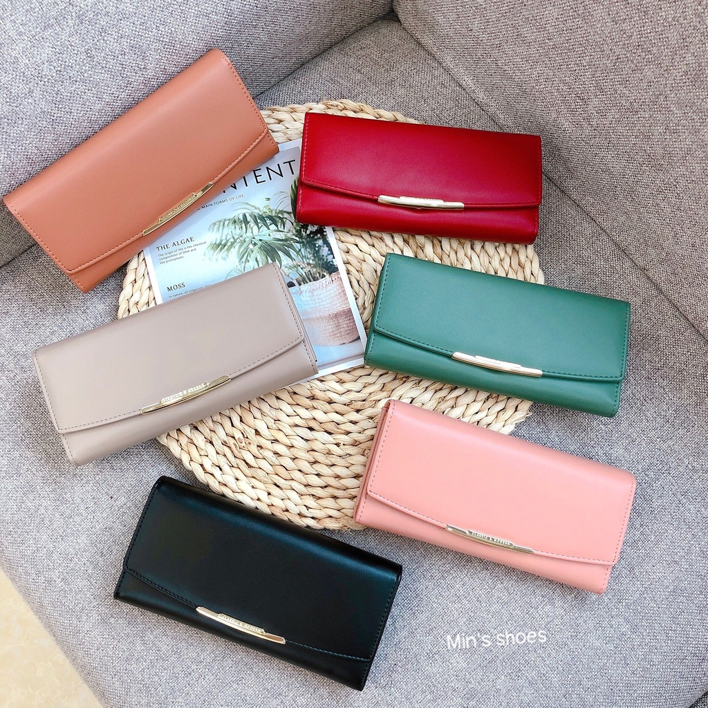 Min's Shoes - Ví nữ đẹp cầm tay dáng dài da mềm cao cấp khuy đồng Ví 274