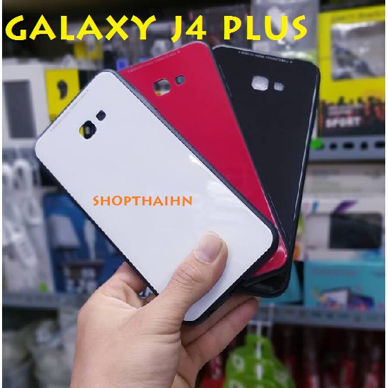 Ốp Lưng Kính Thời Trang Viền Nhựa Dẻo Dành Cho Samsung Galaxy J4 Plus Tặng Kính Cường Lực