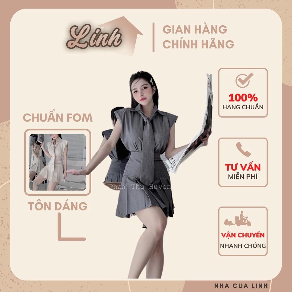 Set Chân váy áo sát nách TẶNG kèm Cà Vạt 🧣Set đi chơi sang chảnh , tinh tế trong những cuộc hẹn NhaCuaLinh