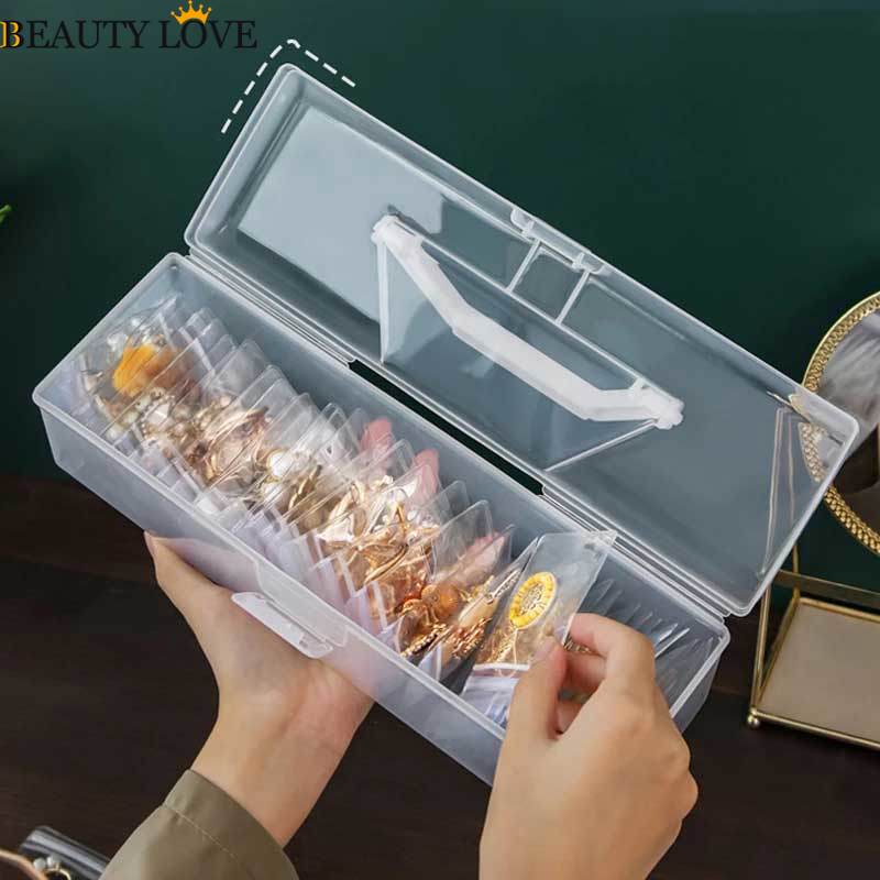 Hộp Nhựa Trong Suốt Đựng Đồ Trang Sức / Mỹ Phẩm Chống Bụi Có Tay Cầm Tiện Dụng Ốp