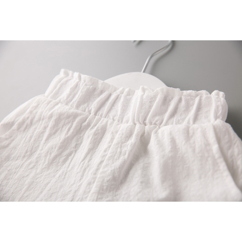 BEAR LEADER Bộ Áo Tay Ngắn Họa Tiết Hoa + Quần Ngắn Màu Trắng Thời Trang Mùa Hè Xinh Xắn Cho Bé Gái