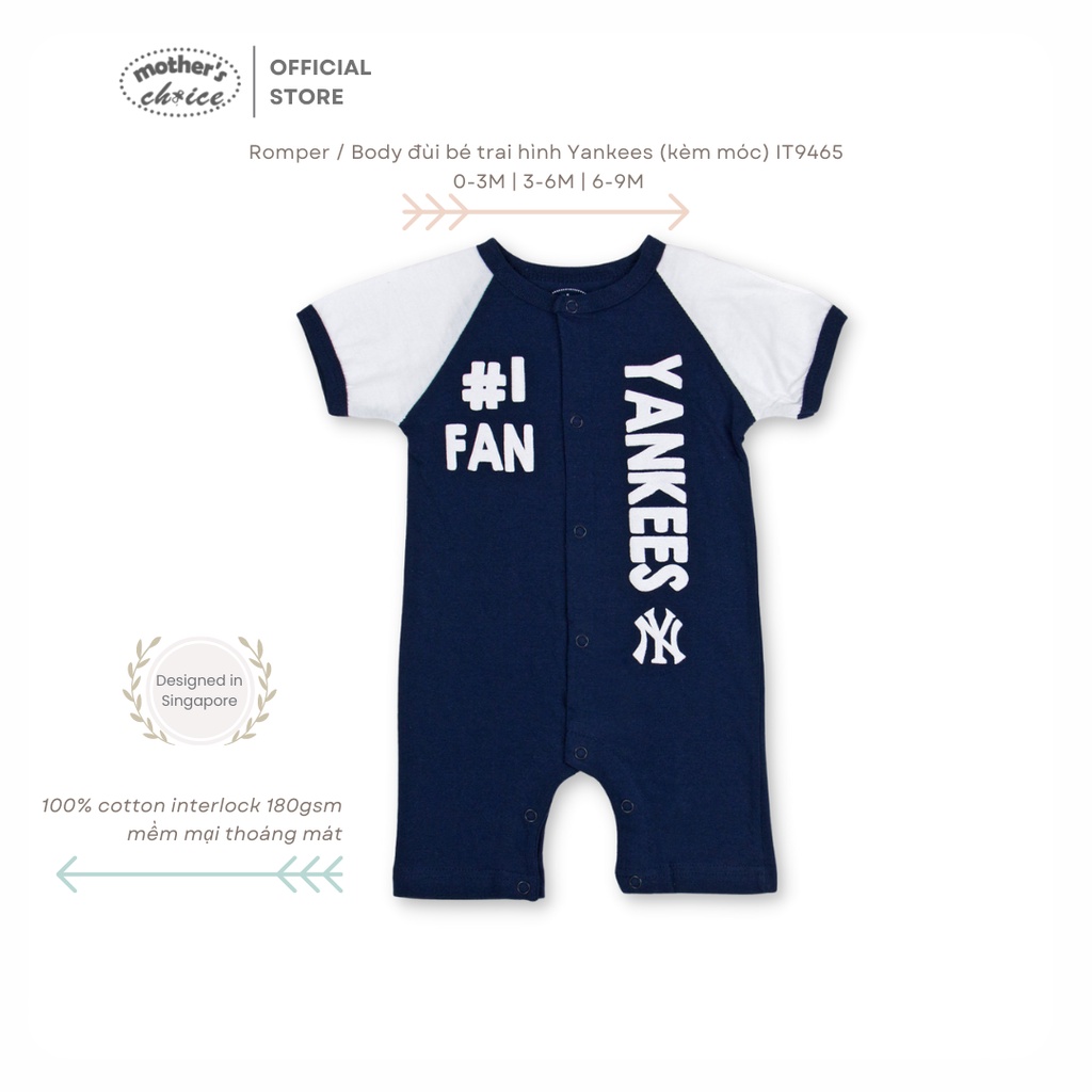 Romper / Body đùi bé trai hình Yankees Mother's Choice - chất liệu 100% cotton mềm mại thoáng mát IT9465