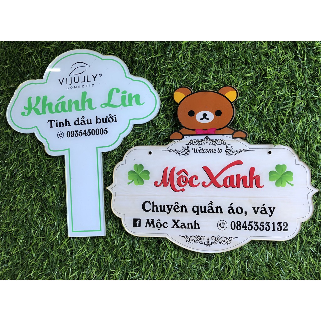 Bảng hiệu mica - Mẫu tay cầm xinh xắn - Free thiết kế - in thông tin theo yêu cầu