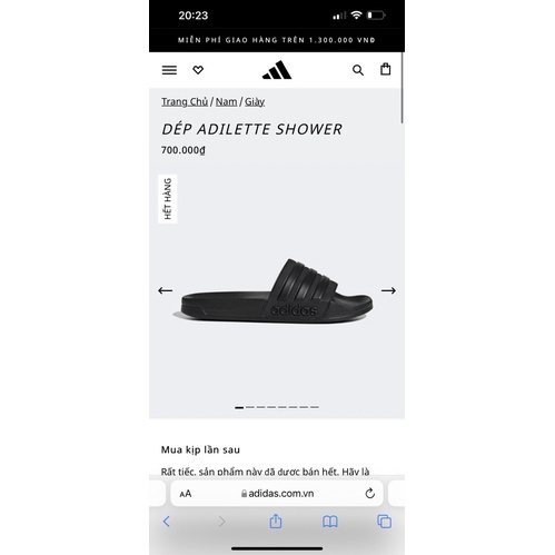 DÉP ADIDAS ADILETTE SHOWER ALL BLACK - ĐI NƯỚC THOẢI MÁI - GZ1013