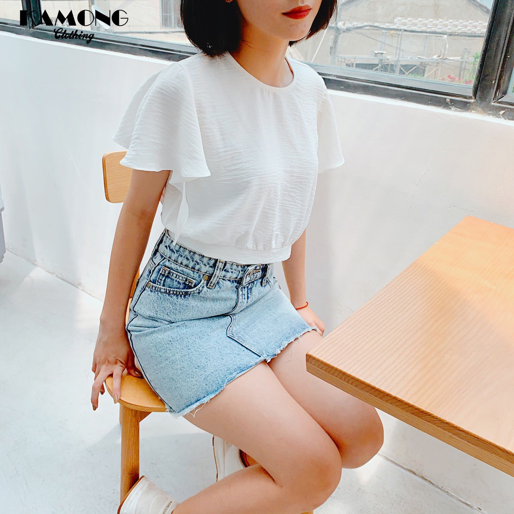 Áo Croptop Tay Cánh Tiên KAMONG A011