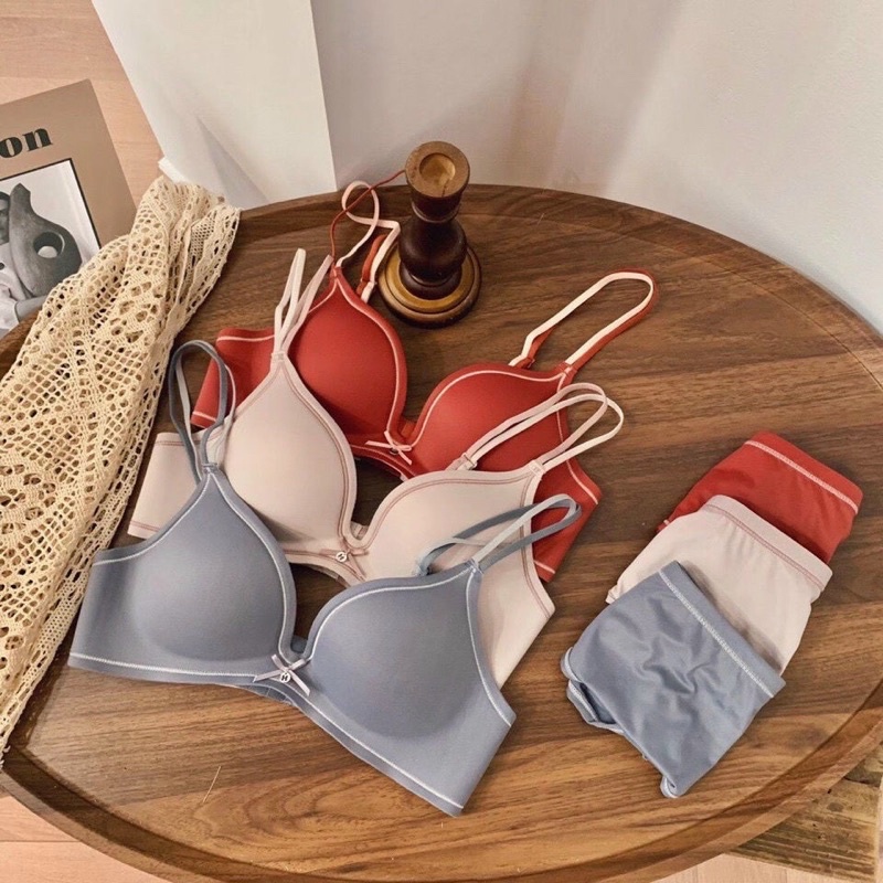 Bộ Đồ Lót Nữ, Bộ Đồ Lót Su Trơn Mút Dày Vừa Siêu Êm, Không Viền rất sang