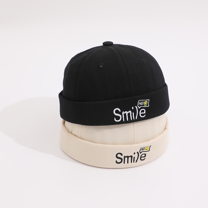 Mũ Beanie Thêu Hình Mặt Cười Dễ Thương Phong Cách Hip hop Thời Trang Cho Trẻ Em