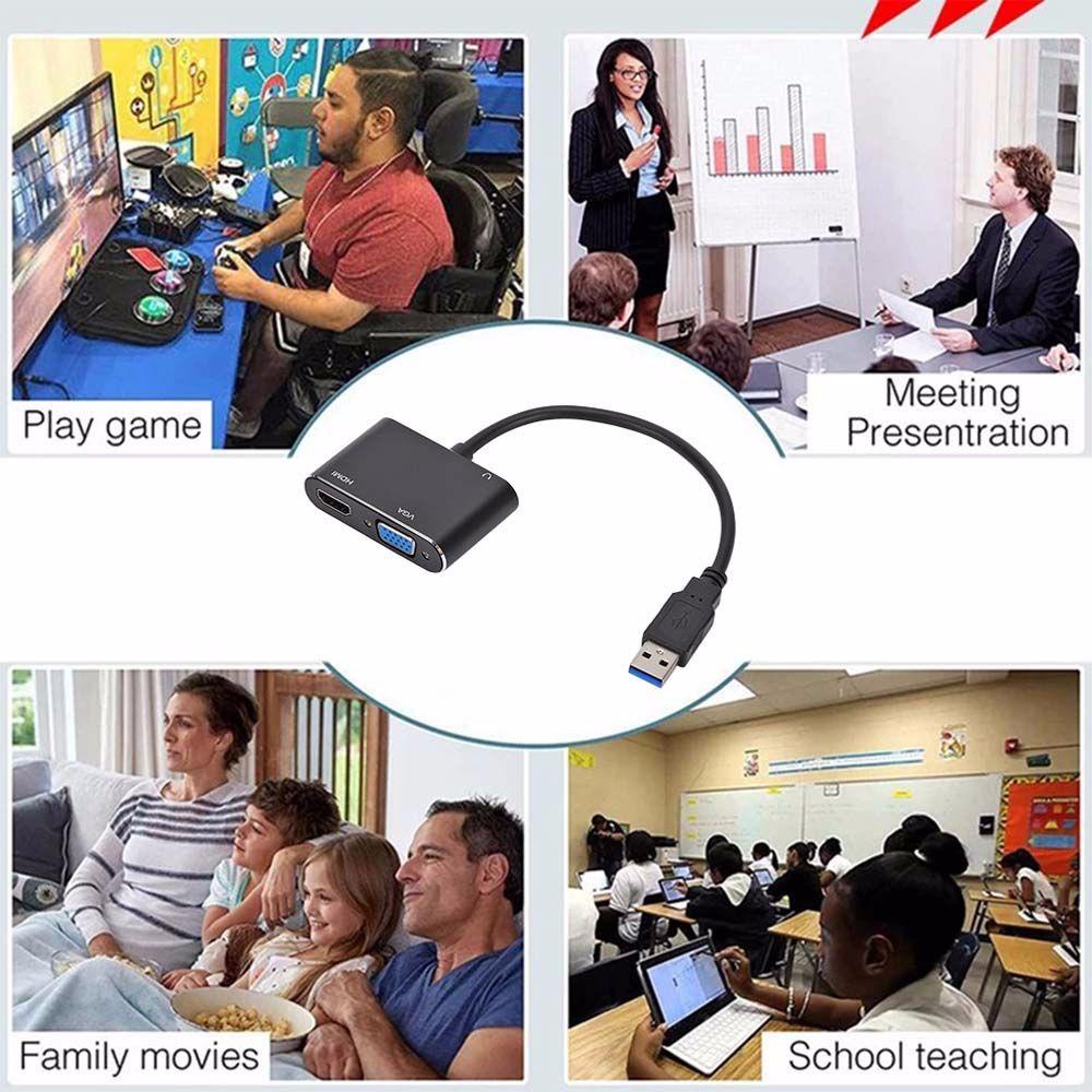 [COD] Bộ ChuyểN ĐổI USB 3.0 Sang HDMI + VGA Cho Windows 7 / 8 / 10 OS HD USB Sang VGA 4K USB Hub
