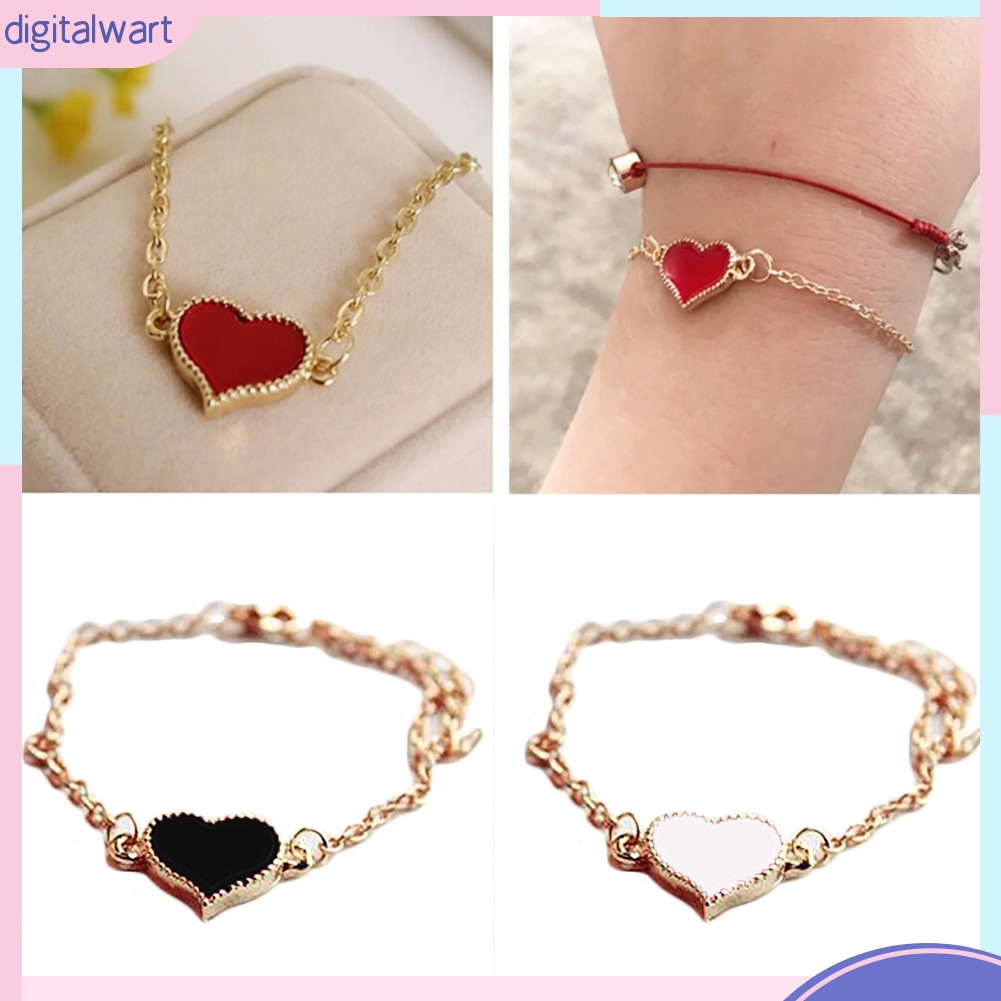 Vòng đeo tay hợp kim mặt hình trái tim xinh xắn dành cho nữ