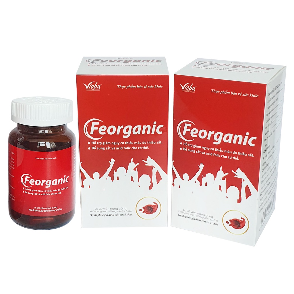 Sắt hữu cơ FEORGANIC Pharmatree 30 viên-Viên uống bổ sung sắt không gây táo bón, cải thiện tình trạng thiếu máu