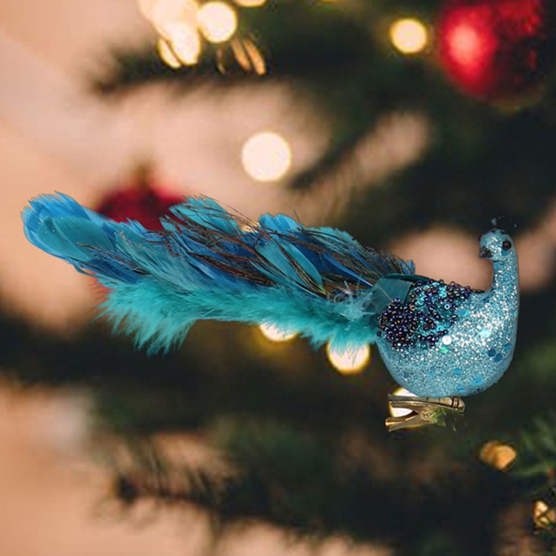 Mô hình chim công trang trí cây thông noel lấp lánh 11"