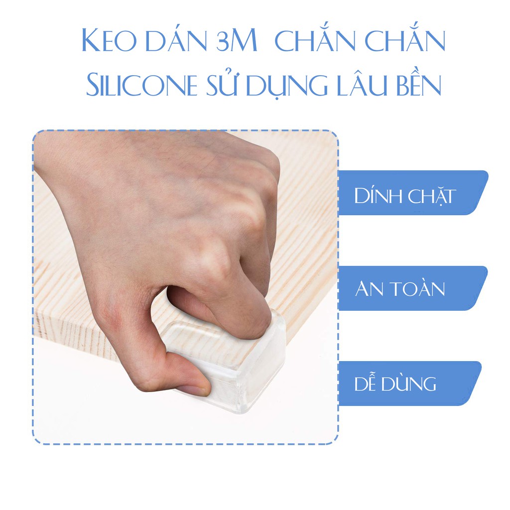 Combo Bộ 4 Miếng Dụng Cụ Silicone Chặn Và Bịt Góc Bàn Tủ Cửa Bảo Vệ Bé Legaxi