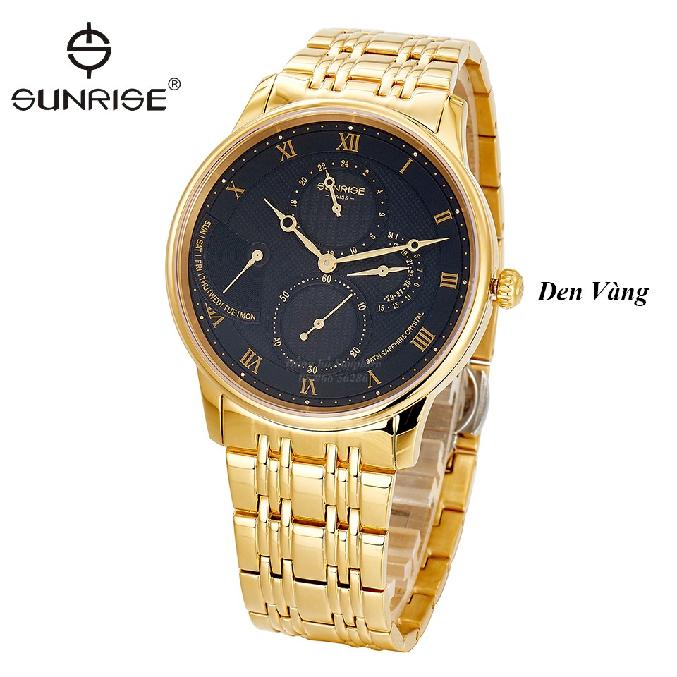 Đồng hồ nam Sunrise 1134SA kính Sapphire chống xước chạy full kim - Fullbox chính hã