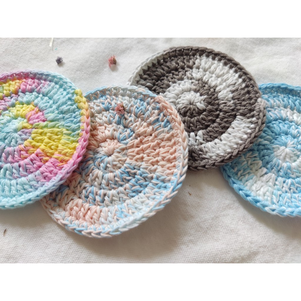 Đế lót cốc miếng lót ly thấm nước màu loang hình tròn handmade từ vải len màu loang cực dễ thương